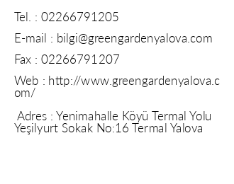 Club Green Garden Yalova iletiim bilgileri